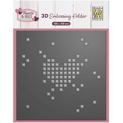 Nellie's Choice 3D Embossing Folder - Pixel Heart